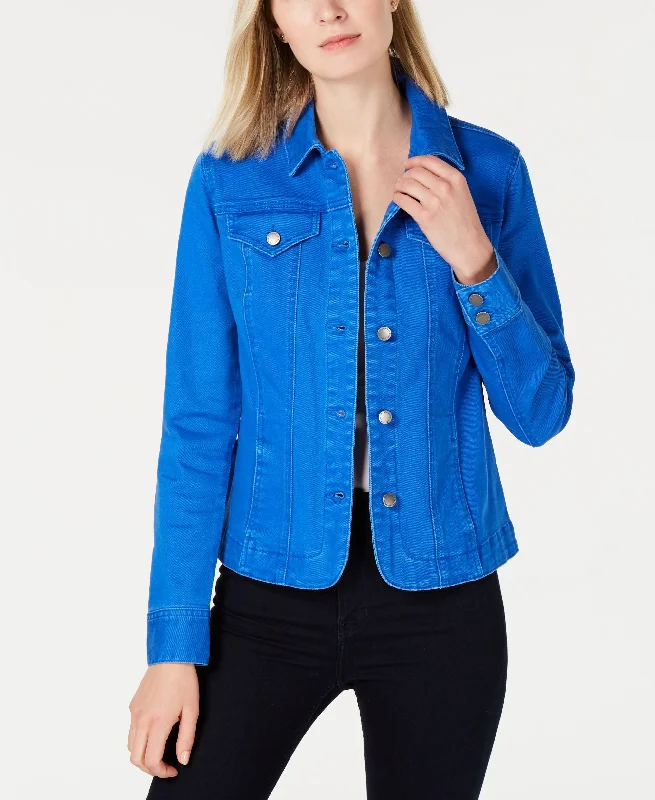 Charter Club Denim Jacket Zippered Front Buttoned Front Snap Front