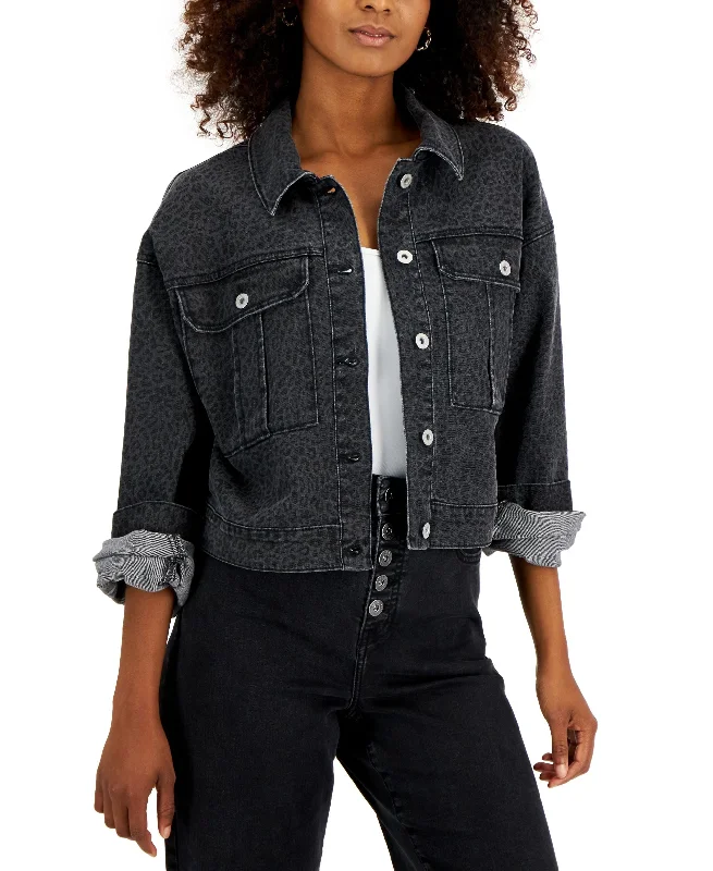 INC International Concepts Womens Printed Denim Tucker Jacket Ribbed Jacket Pleated Jacket Ruffled Jacket INC International Concepts Womens Printed Denim Tucker Jacket Ribbed Jacket Pleated Jacket Ruffled Jacket