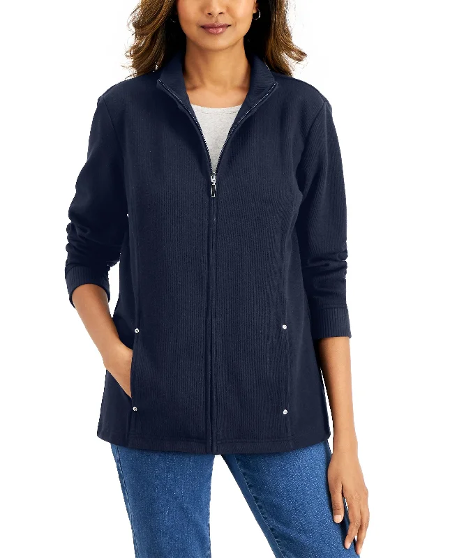 Karen Scott Mock Neck Jacket One-Shoulder Jacket Off-the-Shoulder Jacket Asymmetrical Jacket