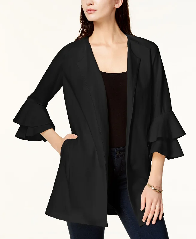 Kensie Bell Sleeve Ponte Knit Jacket Fleece Fabric Down Fabric Feather Fabric