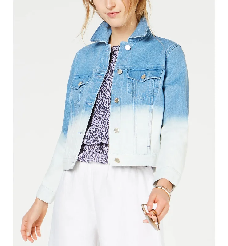 Michael Michael Kors Ombre Denim Jacket Zip Front Button Front Snap Front