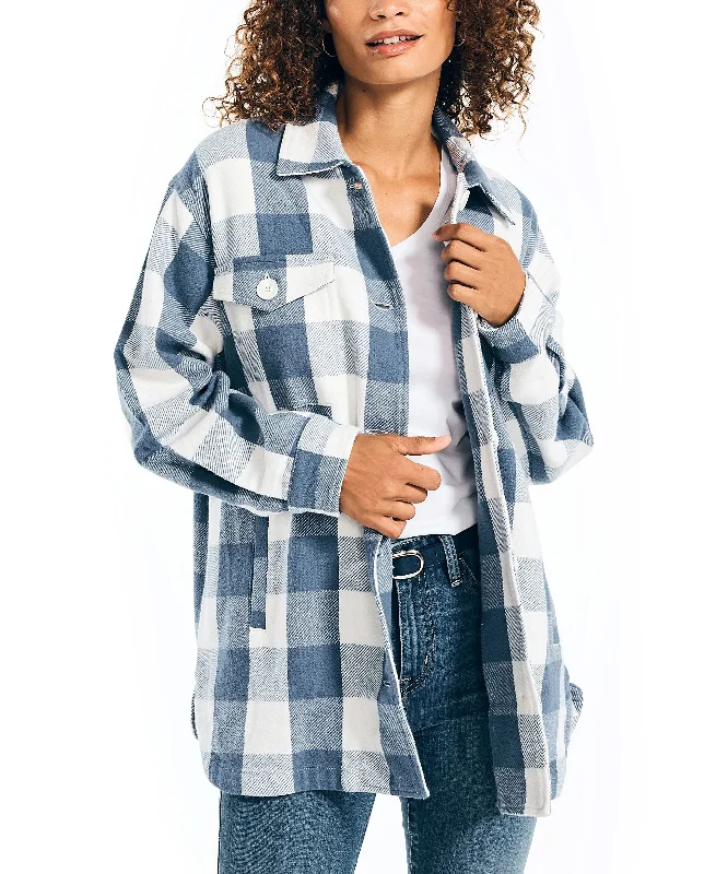 Nautica Womens Buffalo Plaid Shirt Jacket Elasticated Jacket Padded Jacket Insulated Jacket