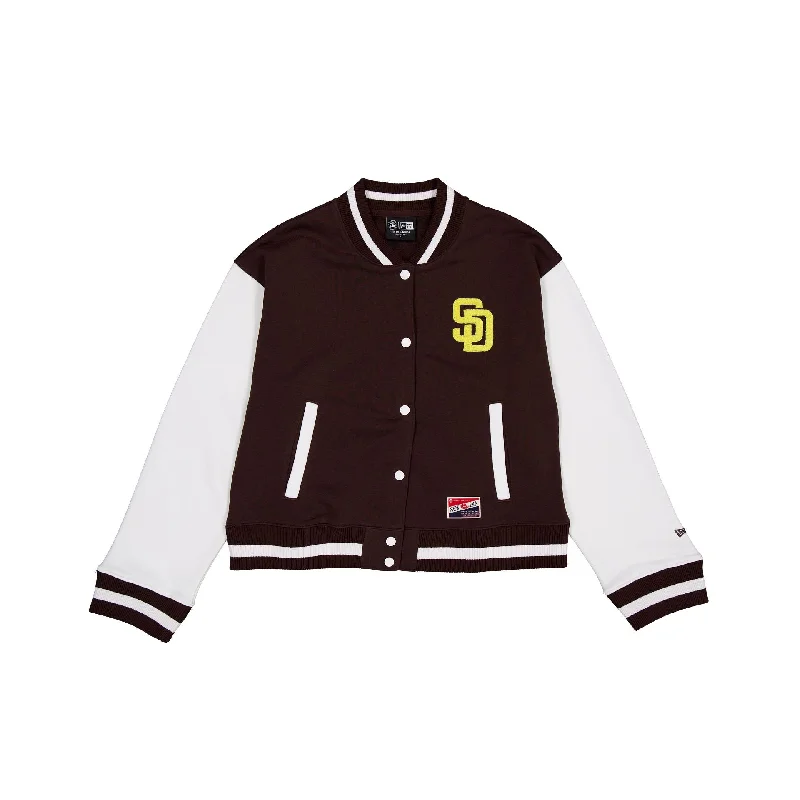 San Diego Padres Throwback Fleece Women's Jacket Elasticated Jacket Padded Jacket Insulated Jacket San Diego Padres Throwback Fleece Women's Jacket Elasticated Jacket Padded Jacket Insulated Jacket