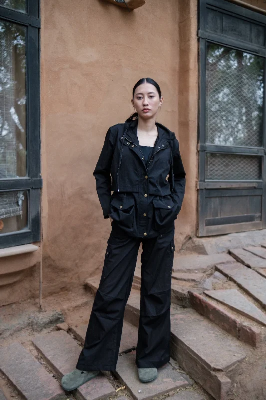 The Terra Tribe Black Kyoto Utility Jacket Herringbone Jacket Houndstooth Jacket Plaid Jacket
