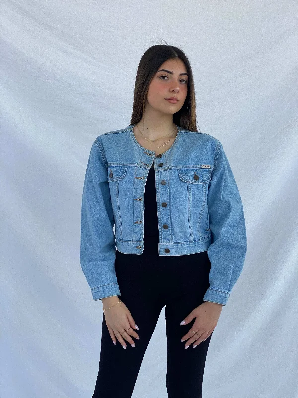 Vintage JOHNF.GEE Cropped Denim Jacket - Size S/M Denim Jacket Leather Jacket Suede Jacket