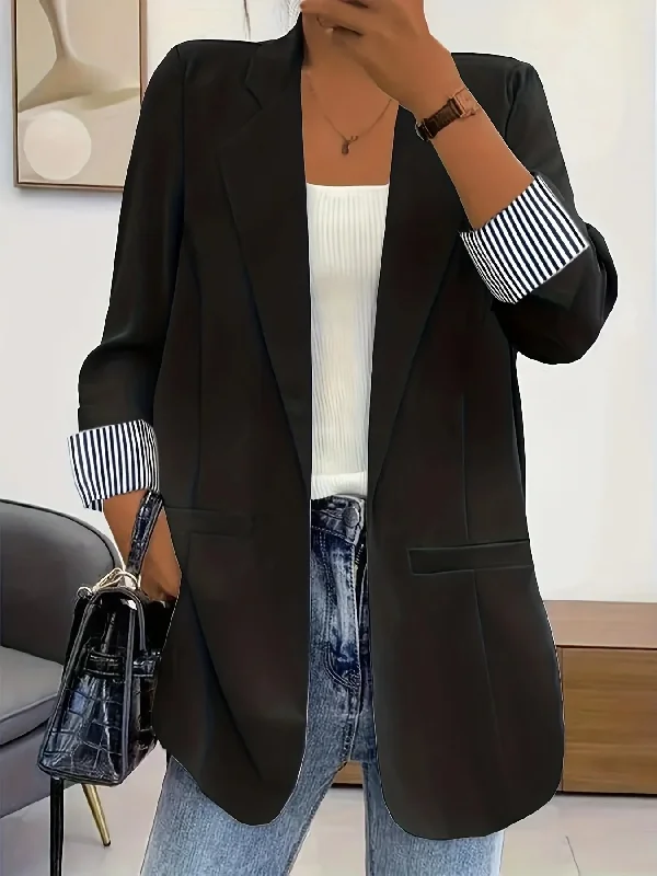 Women Fashion Stitching Slim-Fit Cardigan Long Sleeve Blazer Jacket Fleece Jacket Down Jacket Feather Jacket