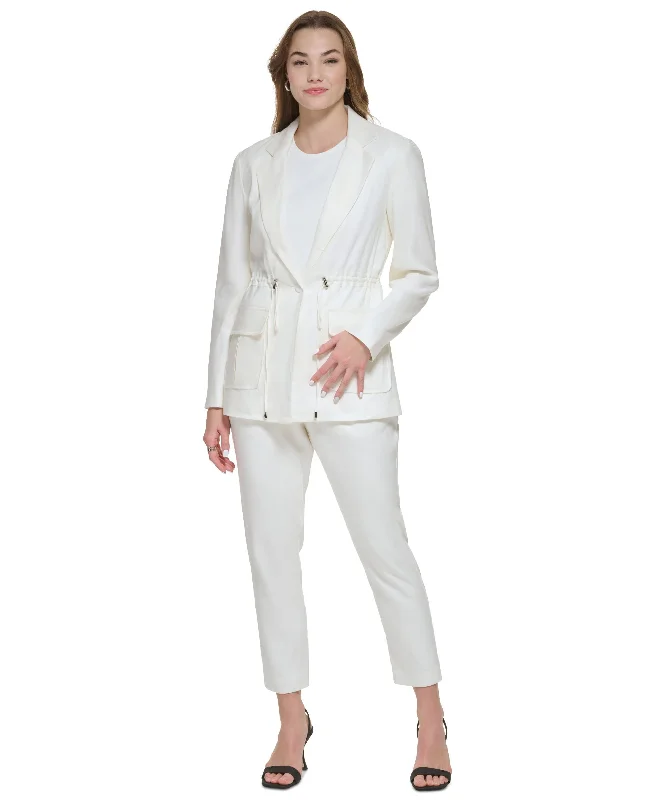 Women's One-Button Linen Utility Jacket Trench Coat Raincoat Waterproof Jacket