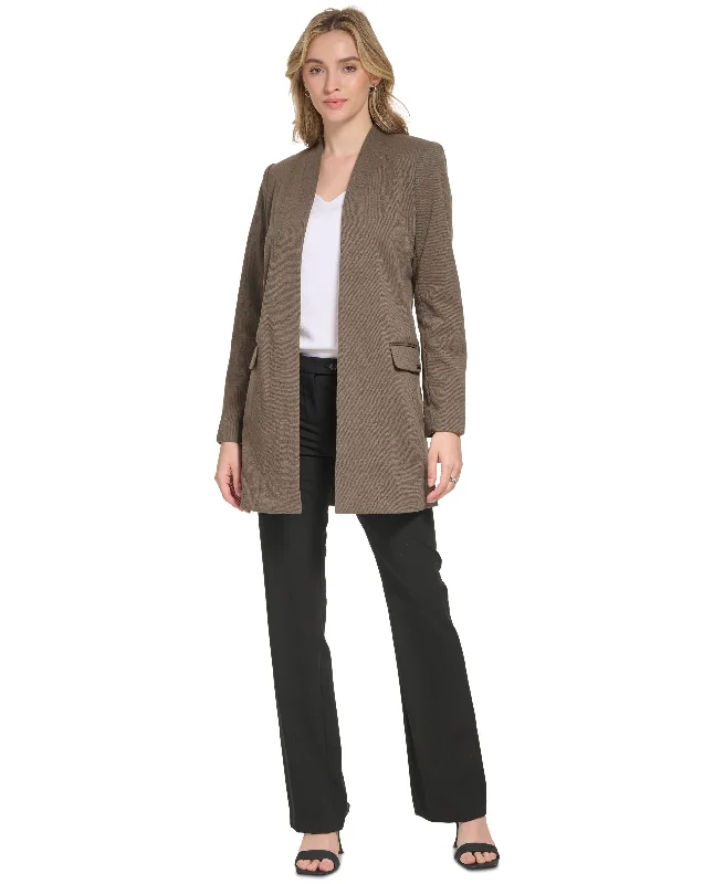 Women's Parker Twill Open Front Jacket Herringbone Jacket Houndstooth Jacket Plaid Jacket