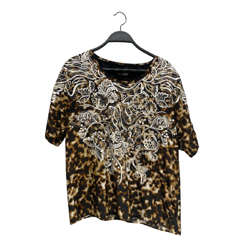 roberto cavalli/T-Shirt/38/Animal Pattern/Silk/BRW/ Print Jacquard Patchwork