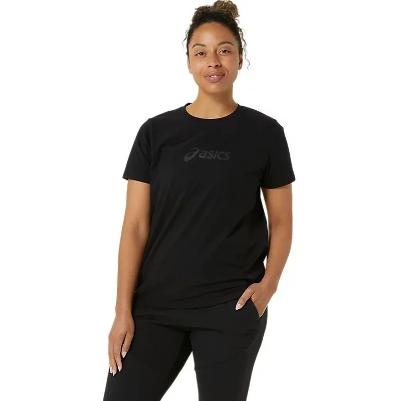 ASICS Womens Training Core Tee Zippered Front Buttoned Front Snap Front