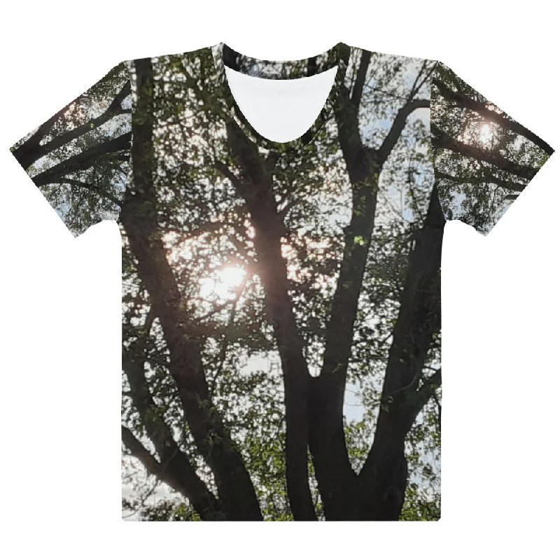 GG - Women's crew neck T-shirt - Trees & Sun Silk Blend Satin Velvet