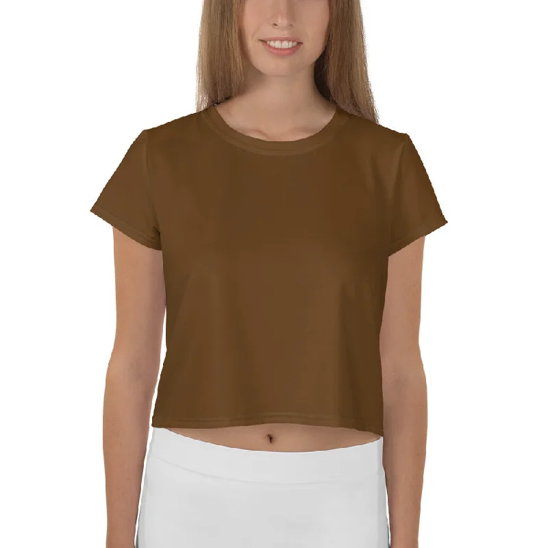 GG - Women's Crop Tee - Brown Mesh Canvas Denim