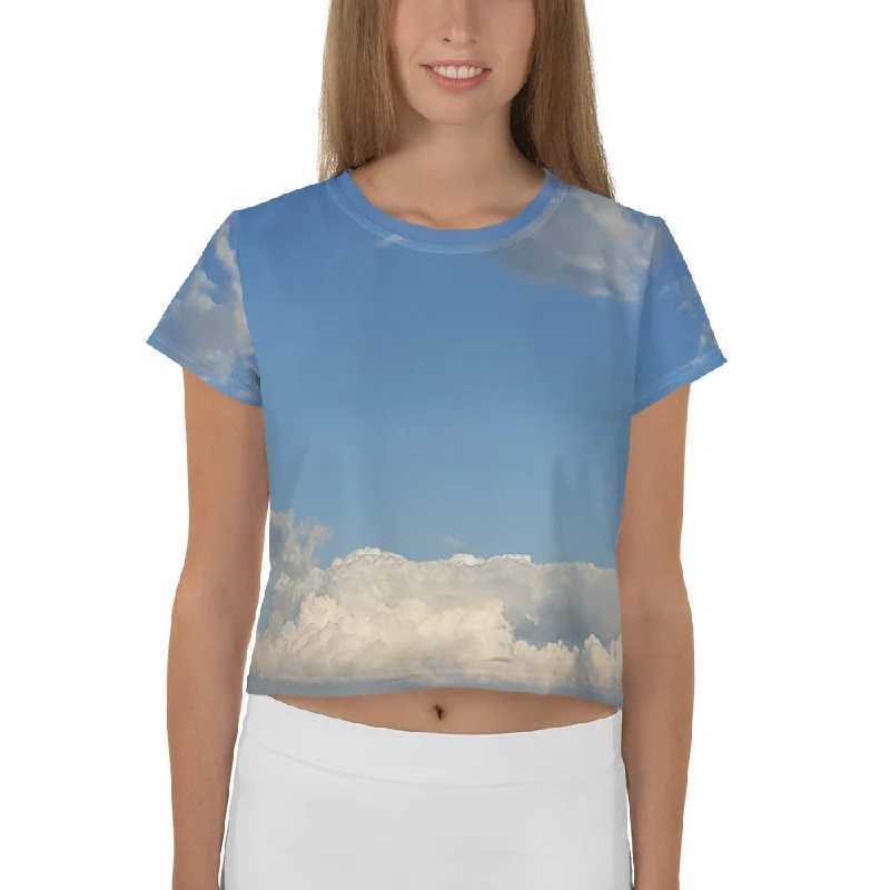 GG - Women's Crop Tee - Clouds & Blue Sky Mesh Blend Leather Blend Suede Blend