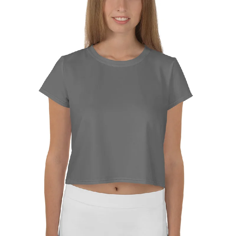 GG - Women's Crop Tee - Grey Graphic Embroidered Appliqued