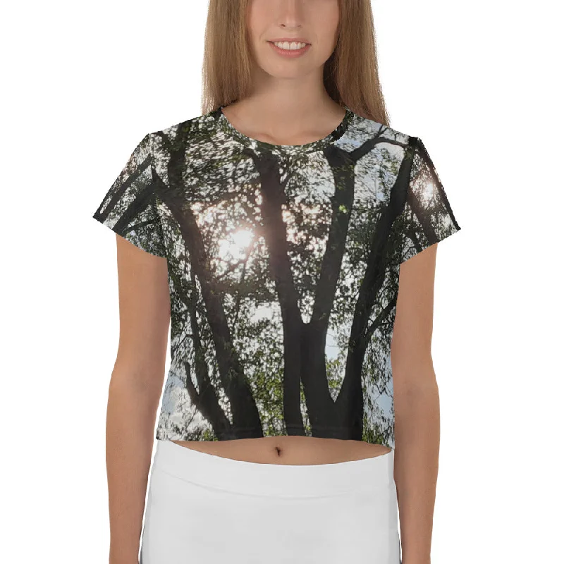 GG - Women's Crop Tee - Trees & Sun Chenille Brocade Lace