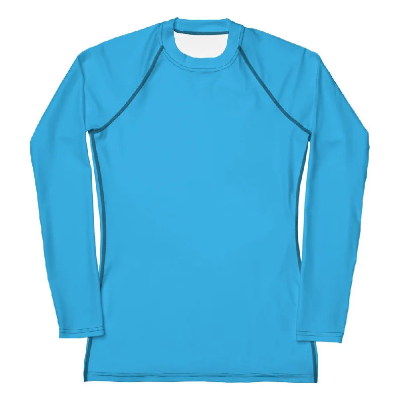 GG - Women's LS T-Shirt with Rash Guard - Deep Sky Blue Collared Crew Neck Turtle Neck