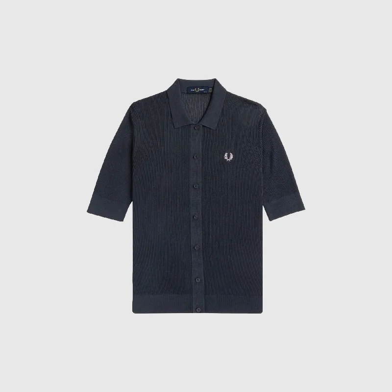 Fred Perry Ribbed Knitted Shirt Elegant Classic Vintage