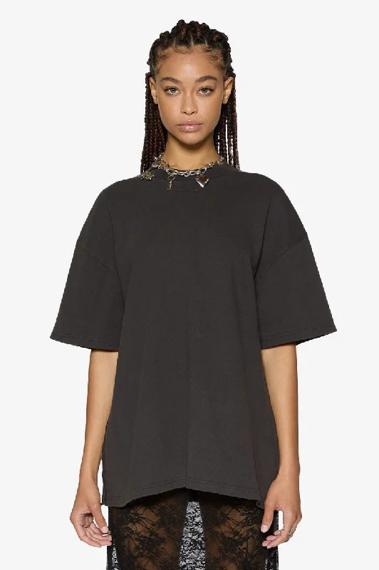 Ksubi Sott Boyfriend Tee - Black Notch Collar Peter Pan Collar Cowl Neck