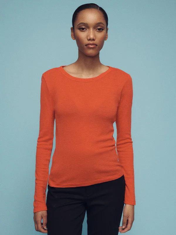 Long Sleeve Wool Perfect Tee Ski Orange Terry Blend Velvet Blend Canvas Blend