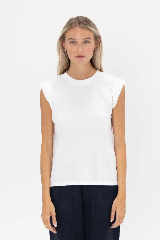 Miles Tee, White Thin T-Shirt Open Front Quick Dry