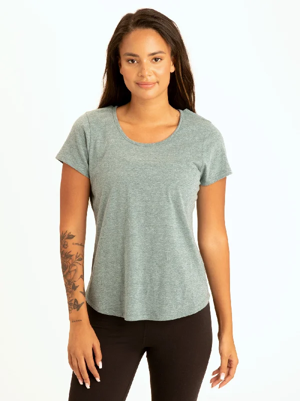 Moiraine Back Cut Out Tee Notch Collar Peter Pan Collar Cowl Neck