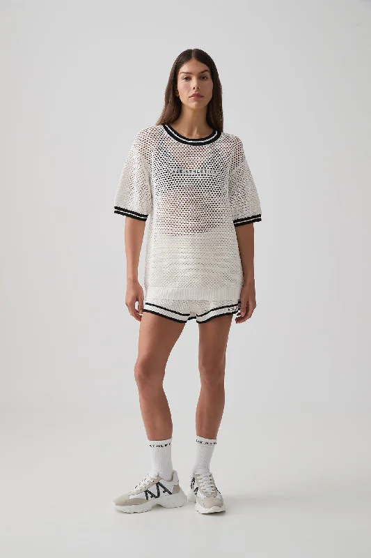 Open Knit Logo Tee 102 Houndstooth Herringbone Solid