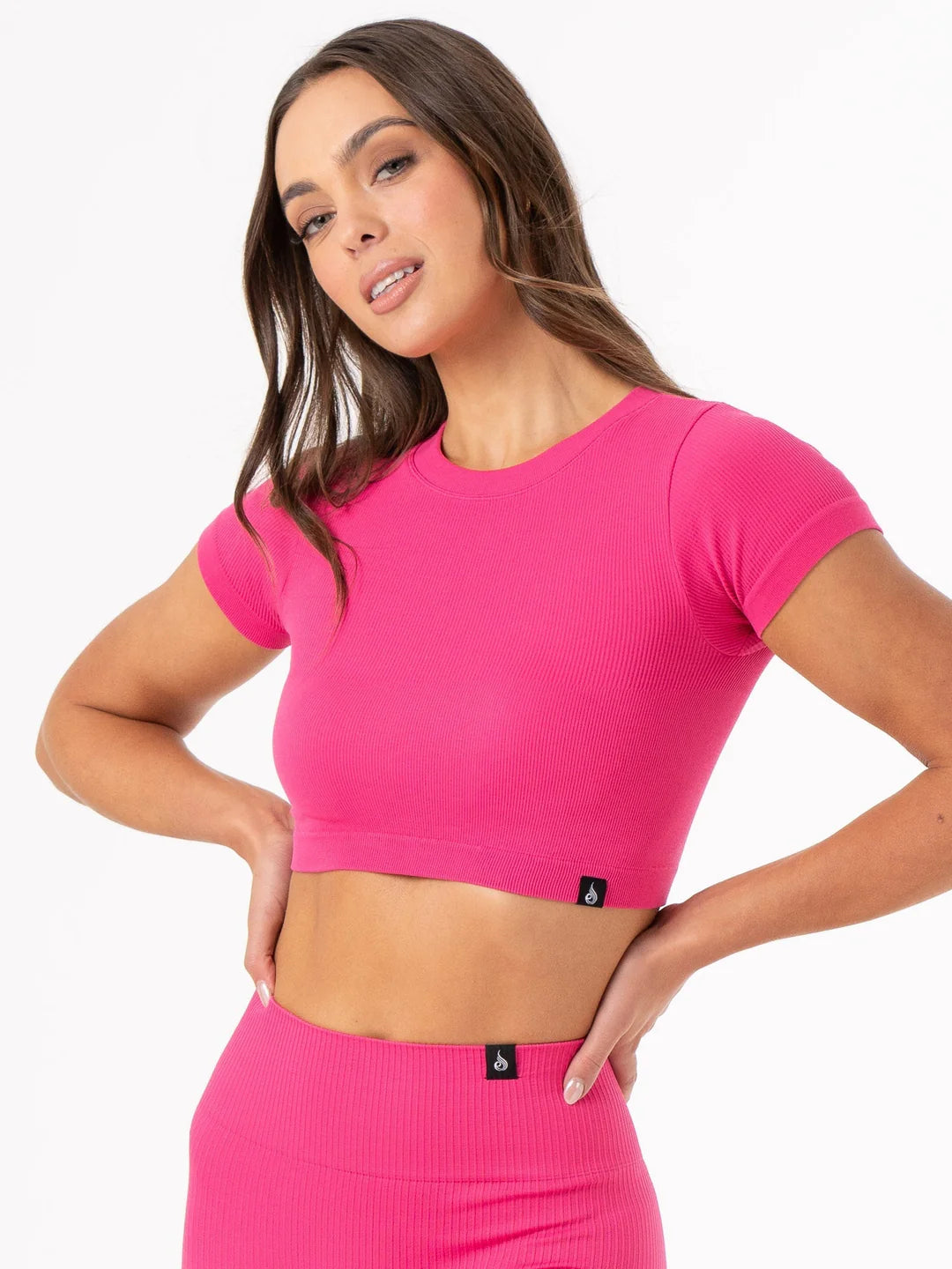 Ryderwear | Rib Seamless T-Shirt - Hot Pink Iron Safe Non-Iron Wrinkle Free