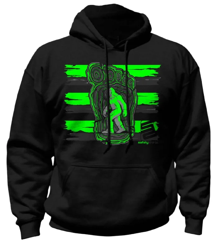 SafetyShirtz Bigfoot Graphic Hi-Vis Safety Stripe Hoodie Mesh Blend Leather Blend Suede Blend