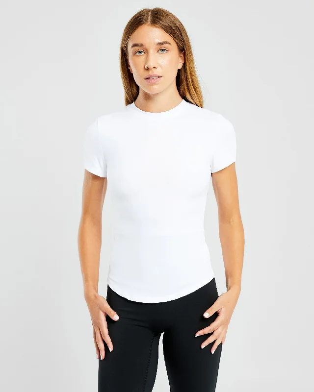 Sculpt T Shirt - White Beaded Sequined Faux Fur