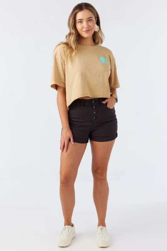 SEA BEYOND CROP TEE Collared T-Shirt Boat Neck A-Line