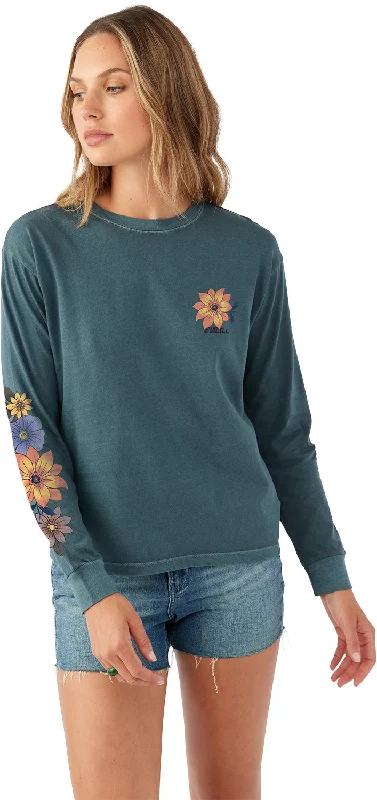 TATUM FLORAL LONG SLEEVE TEE Zippered Buttoned Snapped