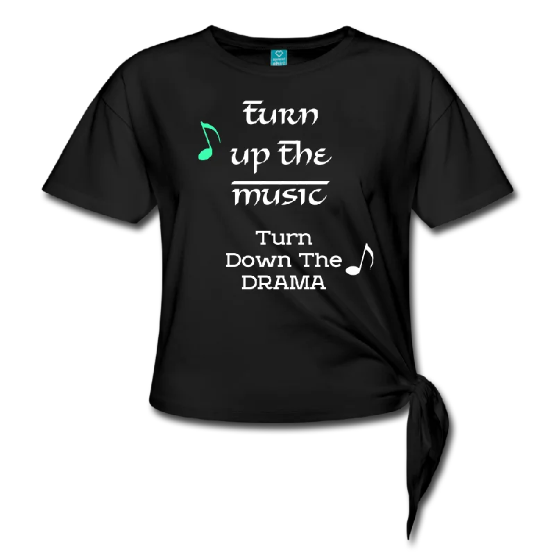 Turn Up The Music Knotted T-Shirt Rayon Velvet Corduroy