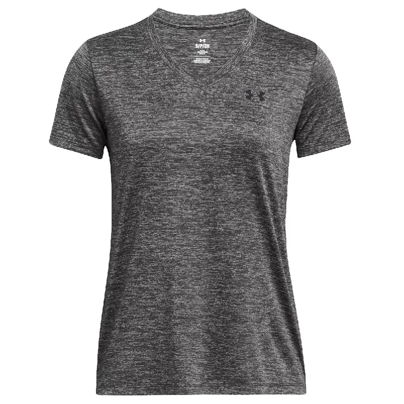 Under Armour Tech Twist V-Neck Short Sleeve Tee - Womens - Castlerock/Steel/Black Collared Crew Neck Turtle Neck