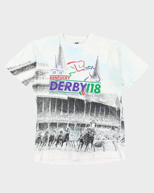 Vintage 90's Kentucky Derby All Over Print T-Shirt - XL Chenille Blend Fleece Blend Nylon Blend