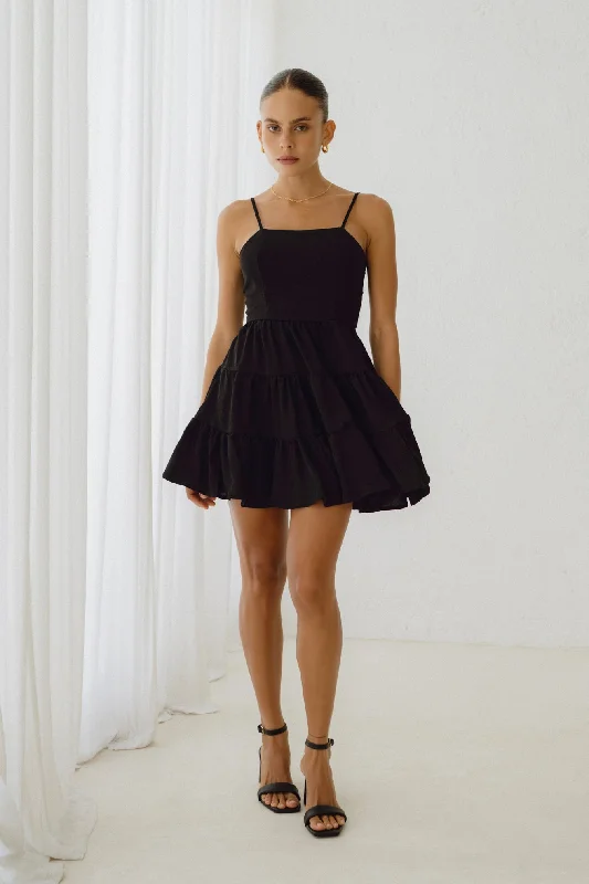 Amalia Black Tie Back Mini Dress Stylish Summer Mini Dress