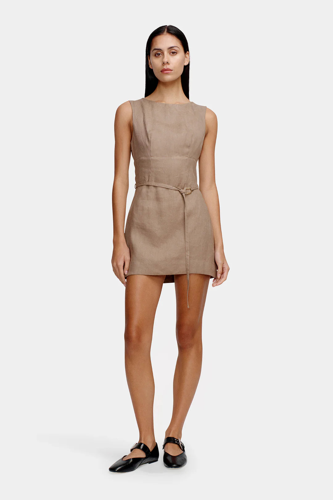 Bethanny Mini Dress - Porcini Casual High-Waist Mini Dress