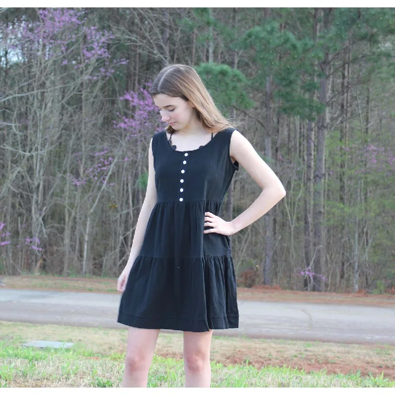 Black Tiered Ruffled Mini Dress Elegant Vintage Mini Dress