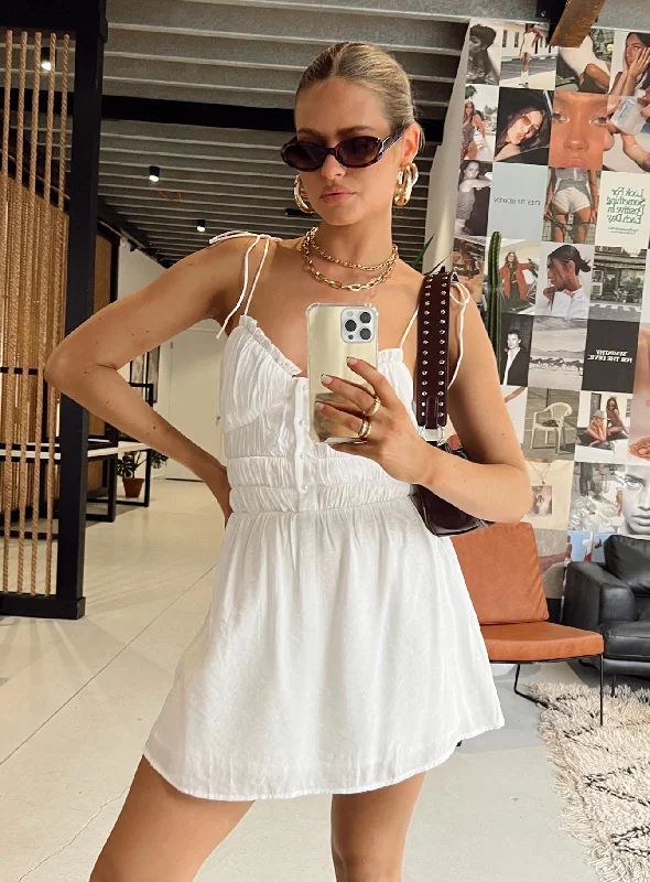 Briley Mini Dress White Elegant Velvet Mini Dress