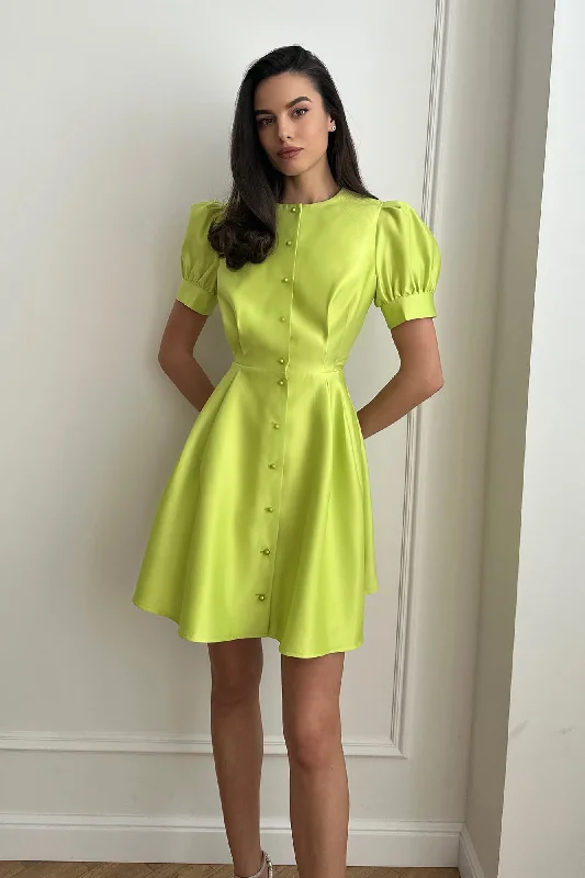 Button Front Mini Dress Fashionable Mini Dress with Frills