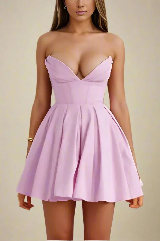 Gabbi Bodycon Mini Dress - Violet Elegant Mini Dress with Ruffles