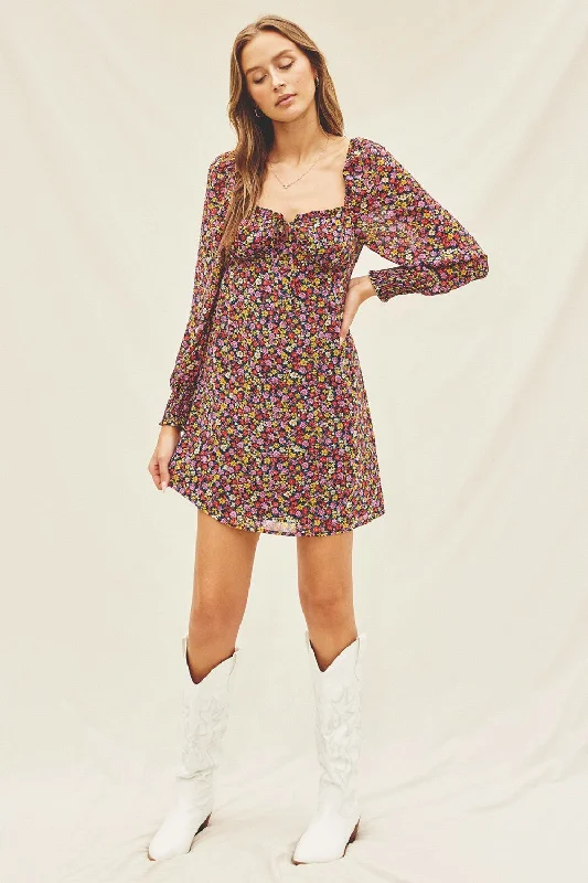 Indigo Ditsy Sweetheart Mini Dress Fashionable Polka Dot Mini Dress