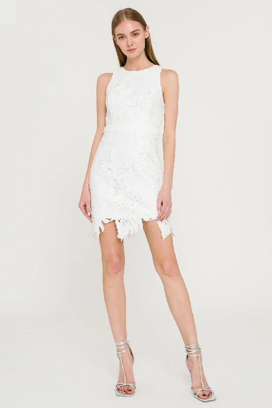 Endless Rose - Lace Fitted Mini Dress Stylish Ribbed Mini Dress