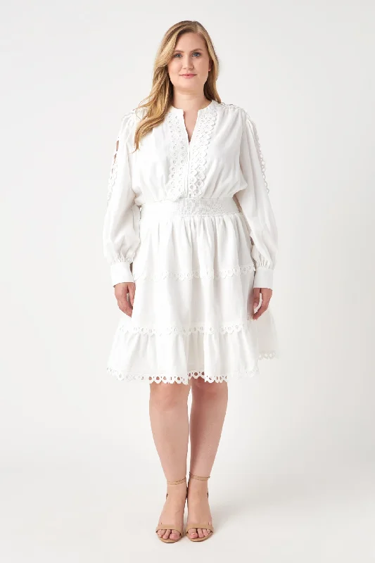 Endless Rose - Lace Trim Mini Dress Cozy Knitted Mini Dress