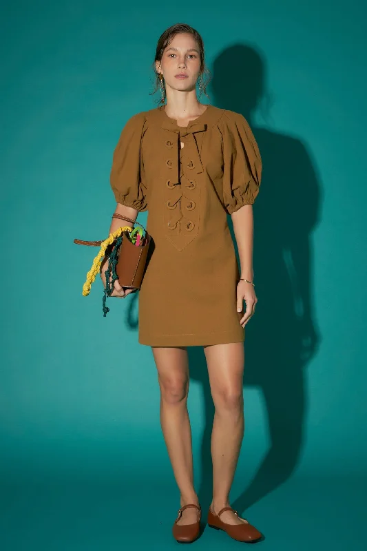 English Factory - Laced Up Puffed Sleeve Mini Dress Fashionable Polka Dot Mini Dress English Factory - Laced Up Puffed Sleeve Mini Dress Fashionable Polka Dot Mini Dress
