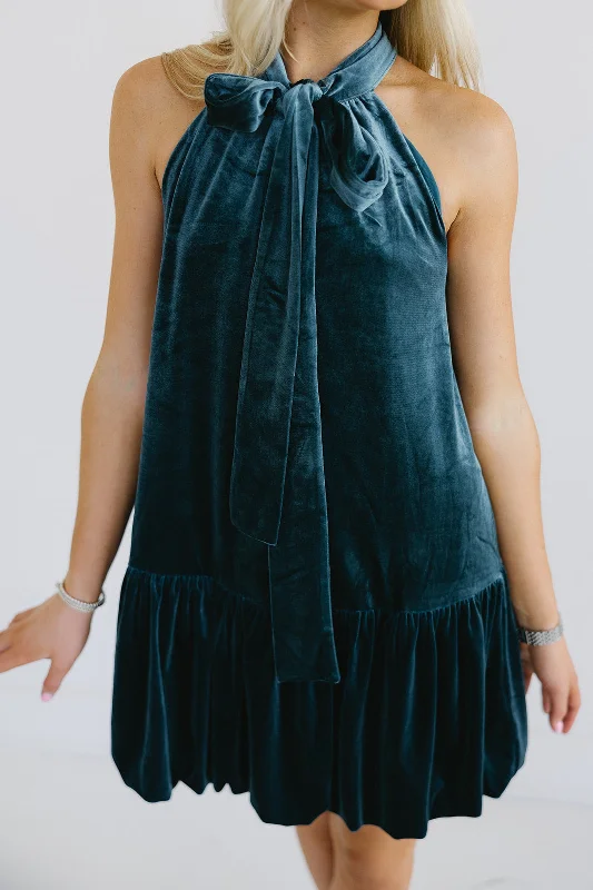 Megan Mini Dress - Peacock Cozy Long Sleeve Mini Dress