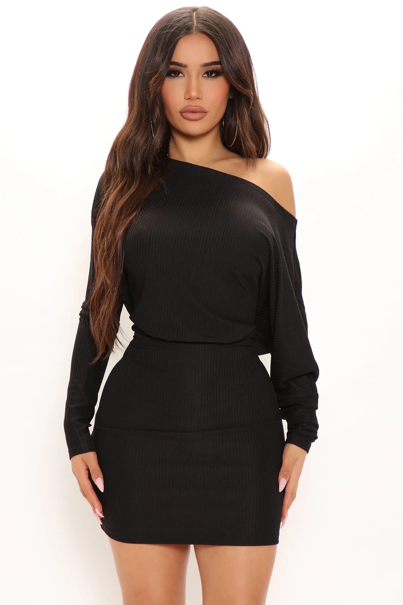 Serena Off Shoulder Mini Dress Black Fashionable Off-Shoulder Mini Dress
