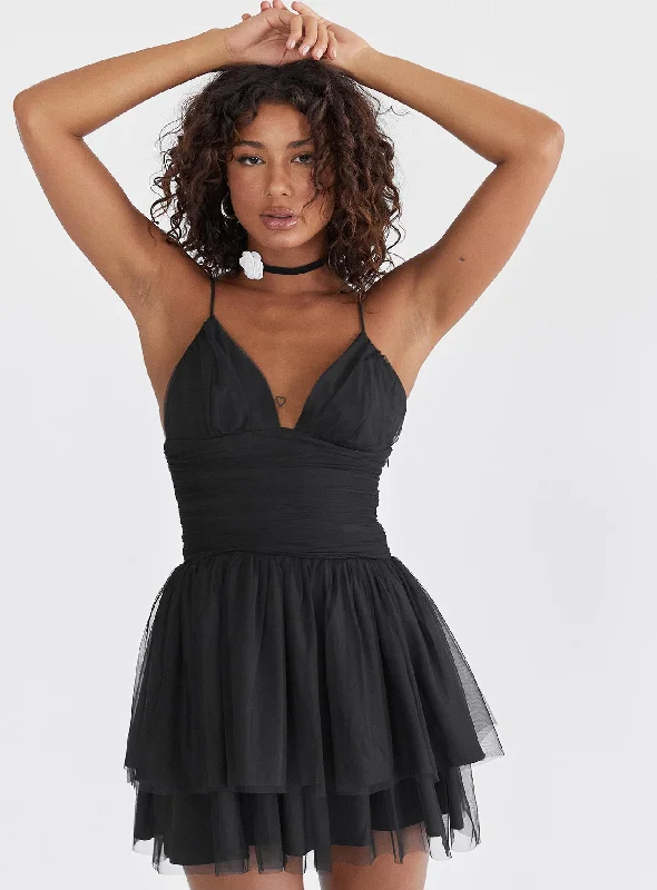 Zlatan Mini Dress Black Cozy Cowl Neck Mini Dress