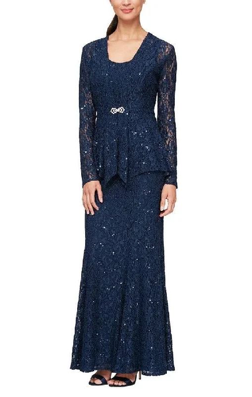 Alex Evenings - 84122452 Embroidered Dress with Lace Jacket