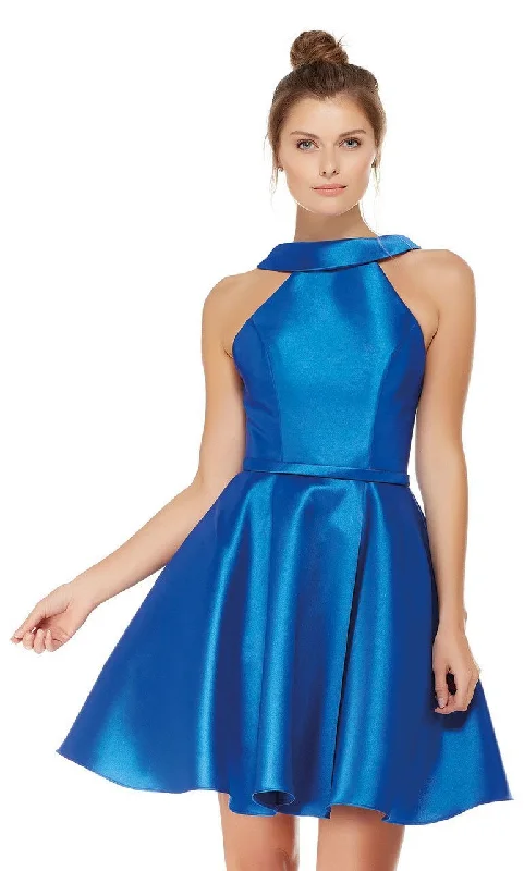Alyce Paris - Fitted Bodice Strapped Open Back A-Line Dress 3767SC