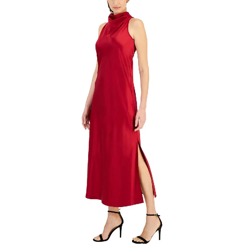 Anne Klein Womens Tea Length Cowl Neck Slip Dress